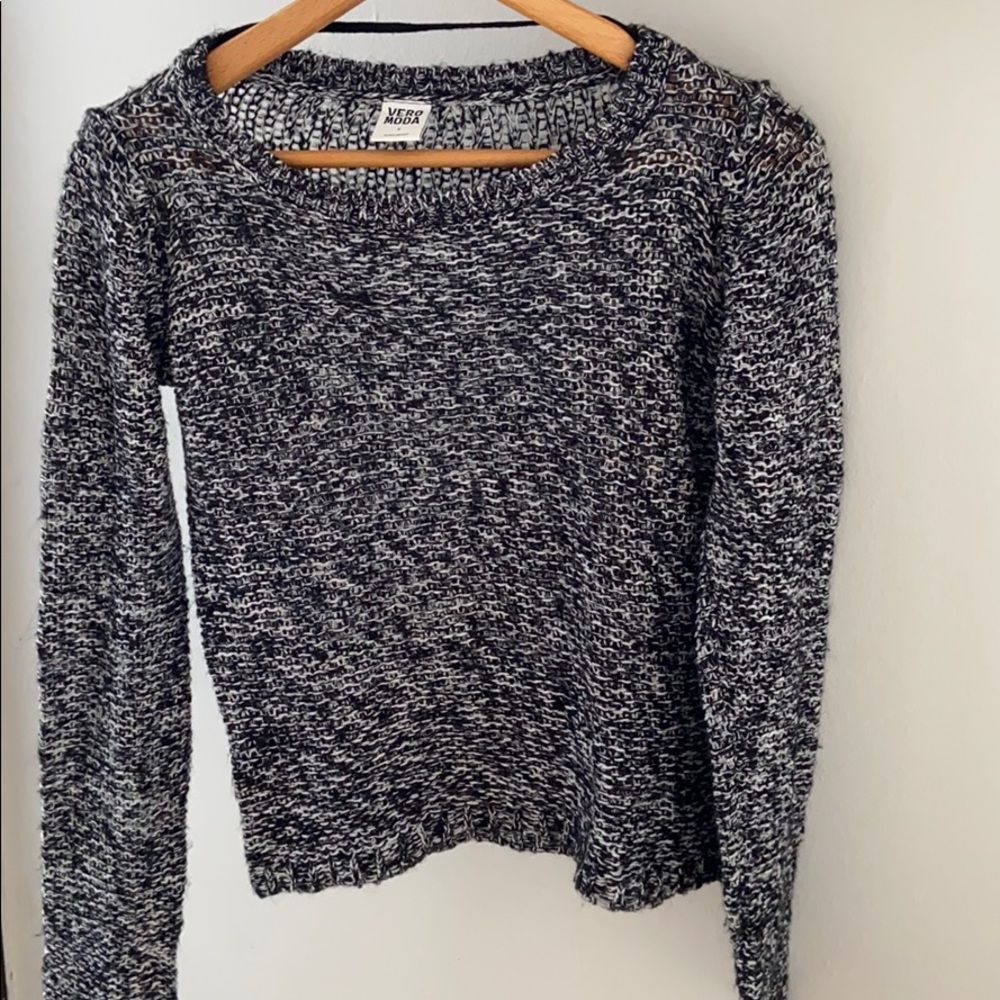 Vero Moda crochet black and white sweater